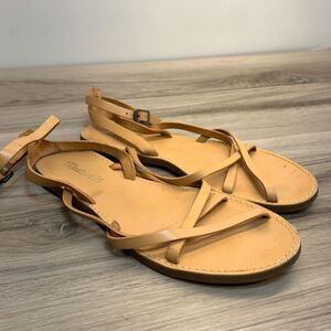 Madewell The Boardwalk Bare Sandals Womens Size 8 Brown Leather Ankle Strap